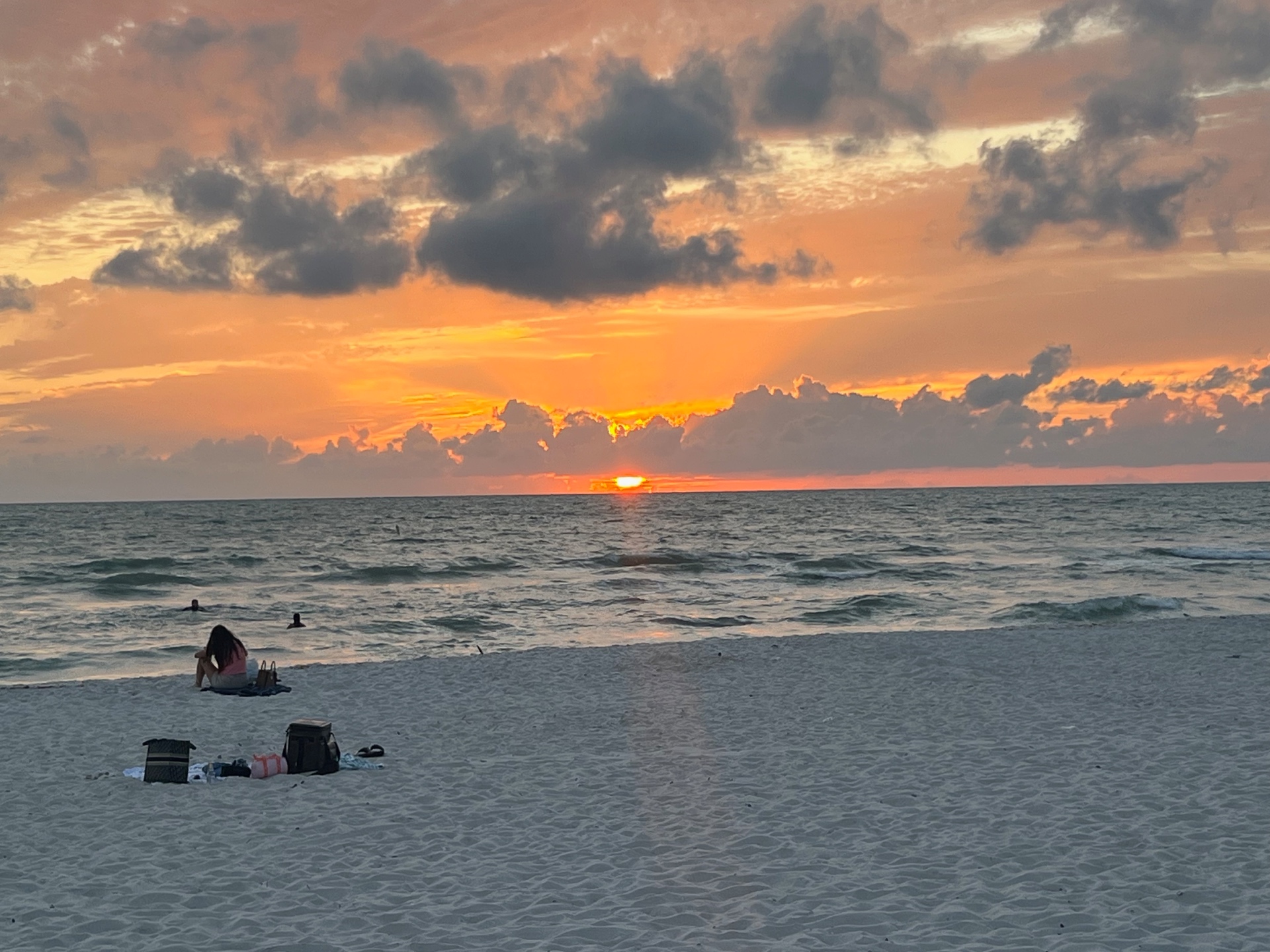 Sunset over the Gulf at Moorings Beach