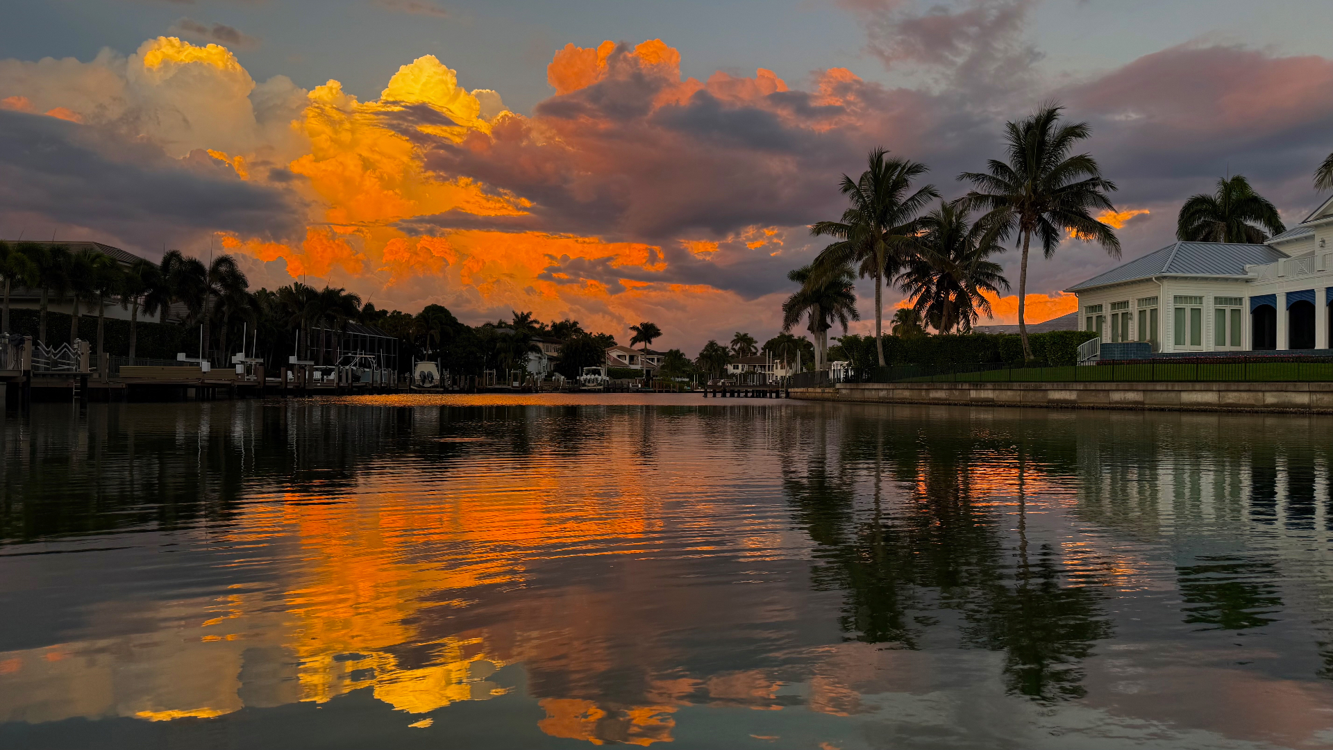 Sunset over the canal at Port au Villa